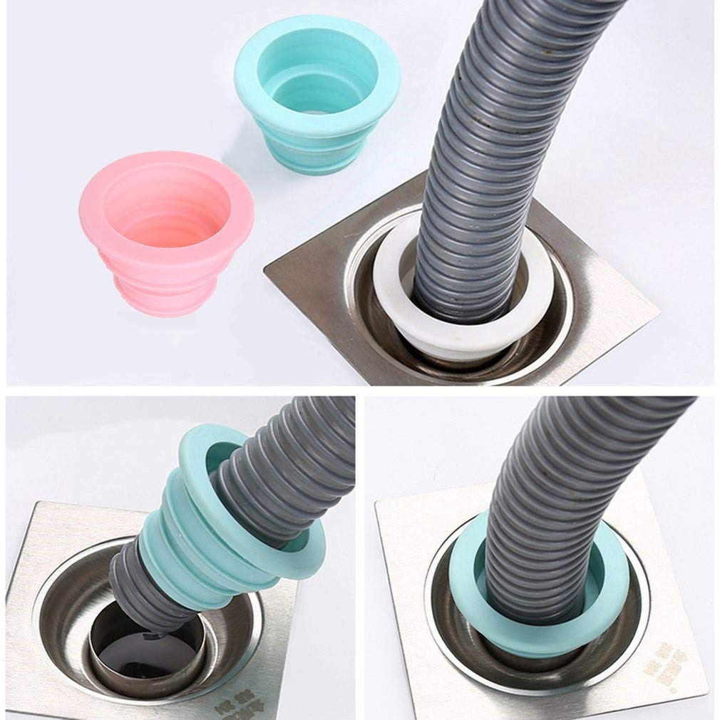 3 Pack Silicone Drain Pipe Hose Deodorant Plug - Washing Machine, Laundry, Bathroom, Bathtub & Kitchen Sewer Seal Ring (3pcs, Random Color) | Prevents Odors & Leaks for Cleaner Home