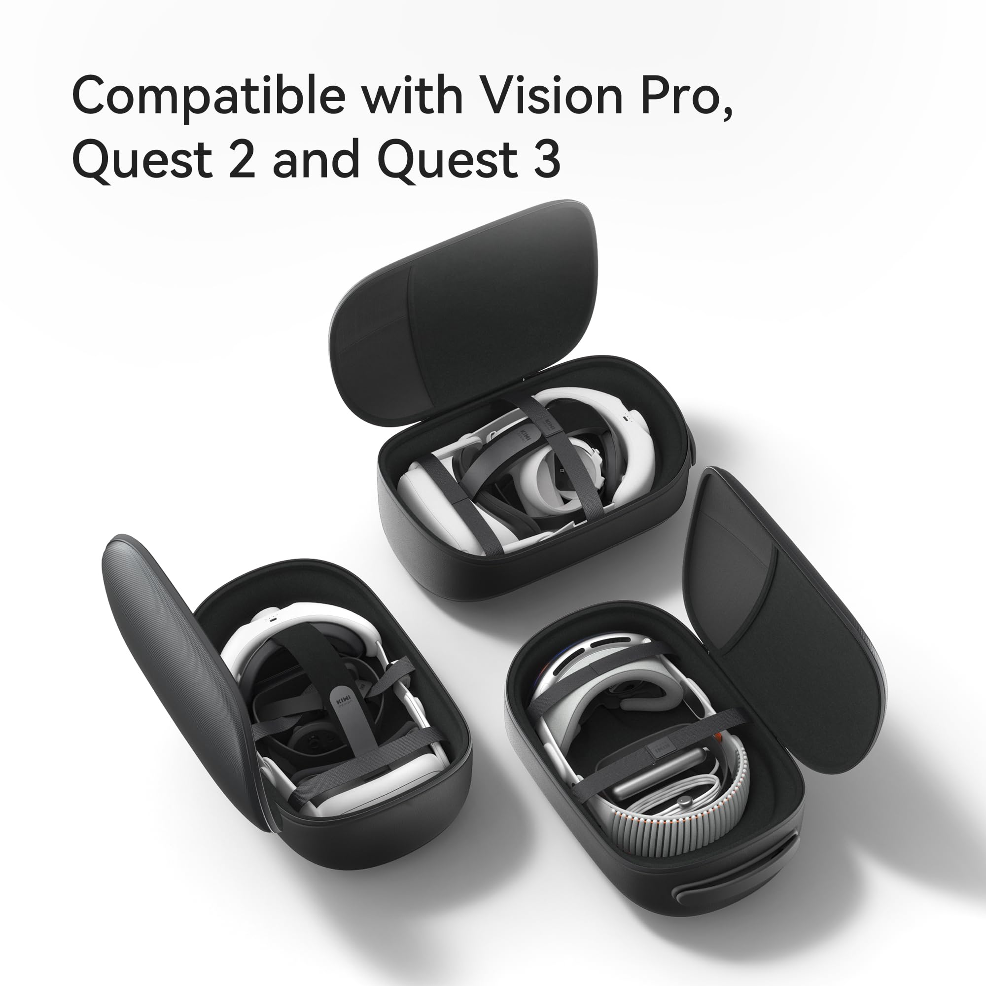 KIWI Design VR Headset Carrying Case for Oculus Quest 2 - Hard Travel Storage Box with Lens Protector | Portable Protective Case for VR Gaming, Travel & Home Storage