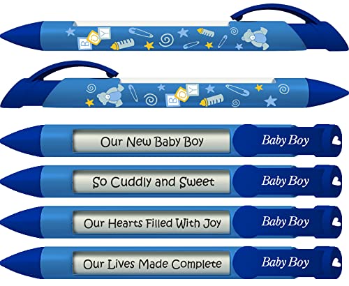 Rotating Message Greeting Pen Set for Boys - 36 Colorful Baby Pens with Fun Blocks Design (09204) - Perfect for Kids' Parties, School Supplies & Creative Gifts