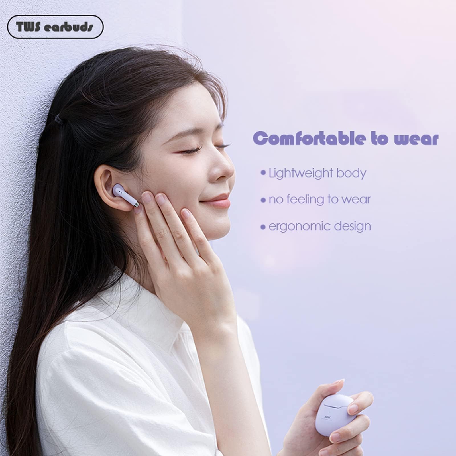True Wireless Earbuds Bluetooth 5.3 with Microphone, Noise Cancelling & Deep Bass - TWS Wireless Earphones with Charging Case for iPhone & Android (Black) | Perfect for Workouts, Running, Gym & Commuting