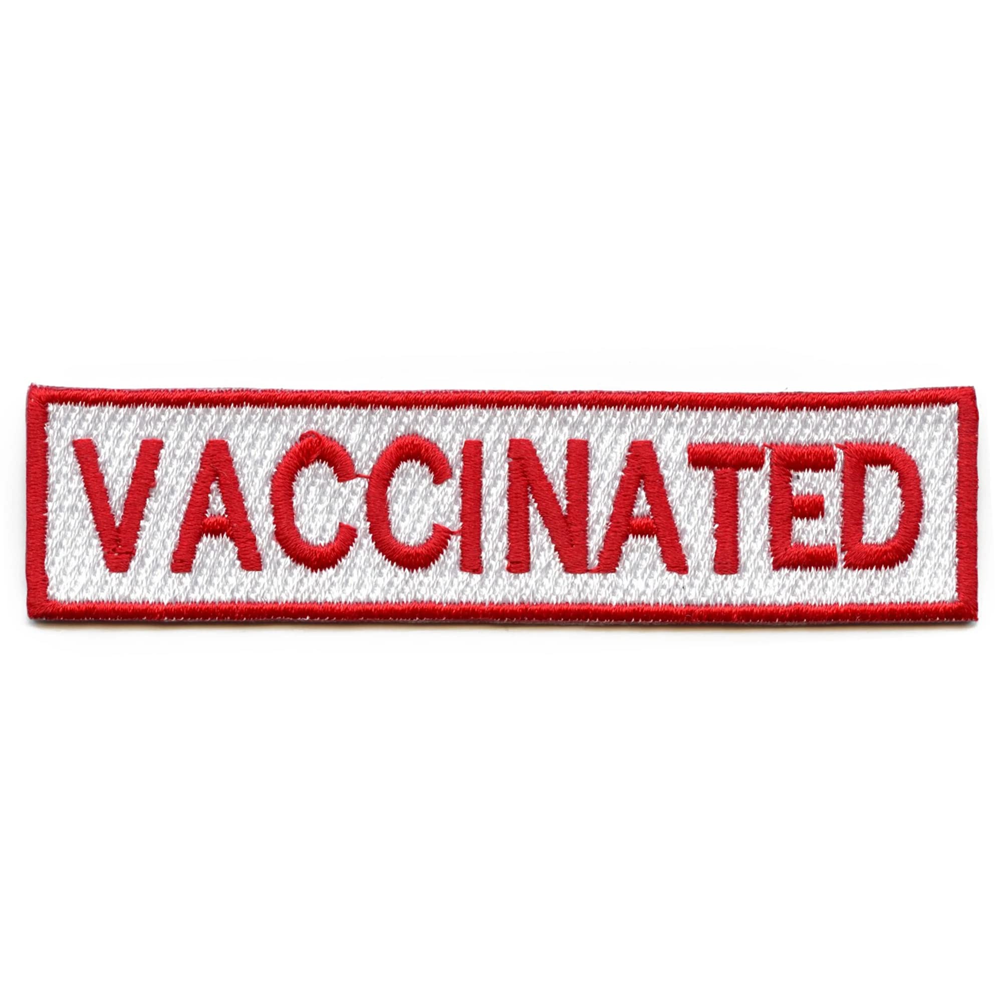 Vaccinated Patch Box Logo Embroidered Iron On - Premium Embroidered Badge for Jackets, Bags & Hats - Perfect for Medical Workers & Health Awareness Events