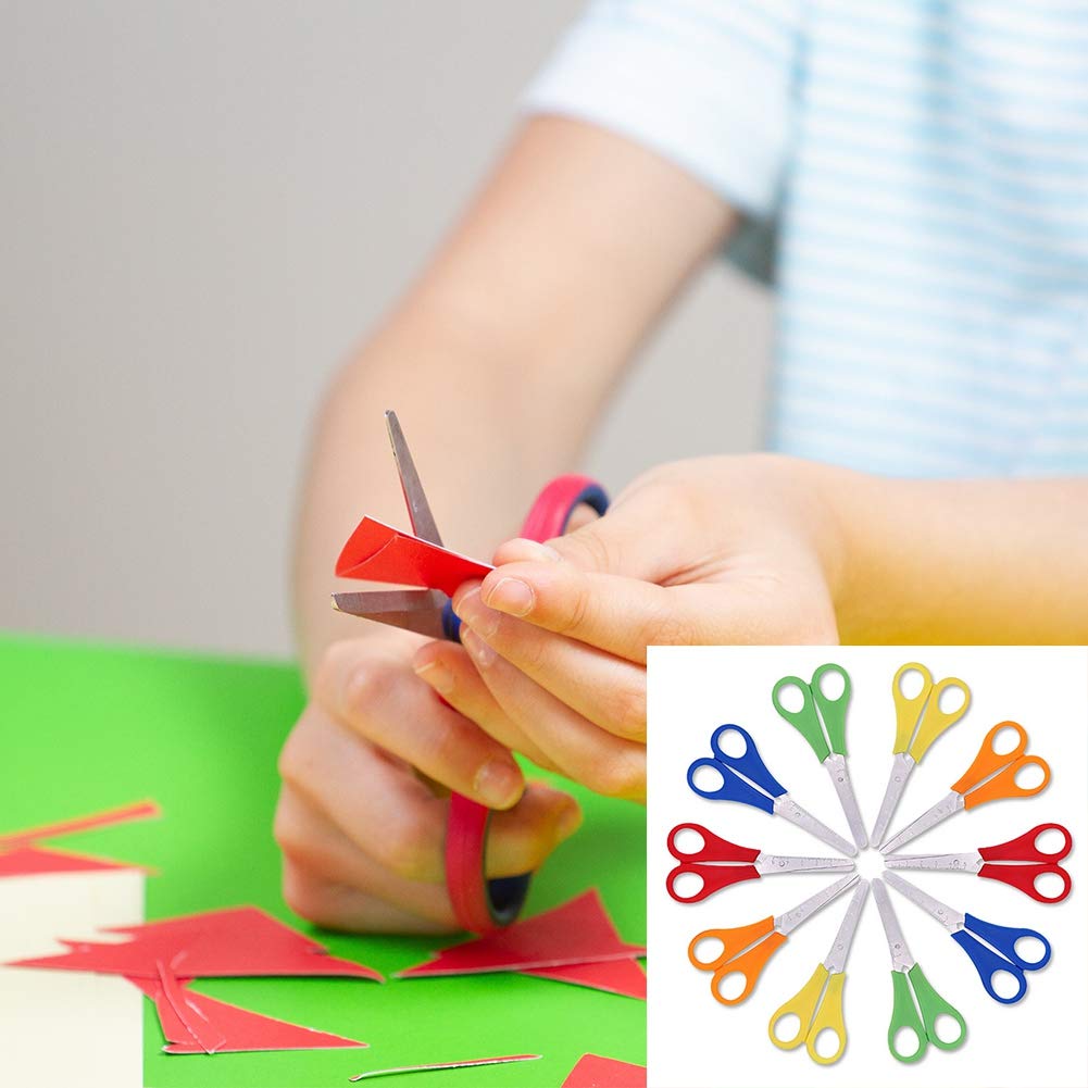 10 Pack Kids Safety Scissors with Centimeter Scale - Blunt Tip Preschool Training Scissors for Arts & Crafts, Classroom, Office Use | Durable Child-Safe Scissors for School Projects, Paper Cutting & DIY Activities