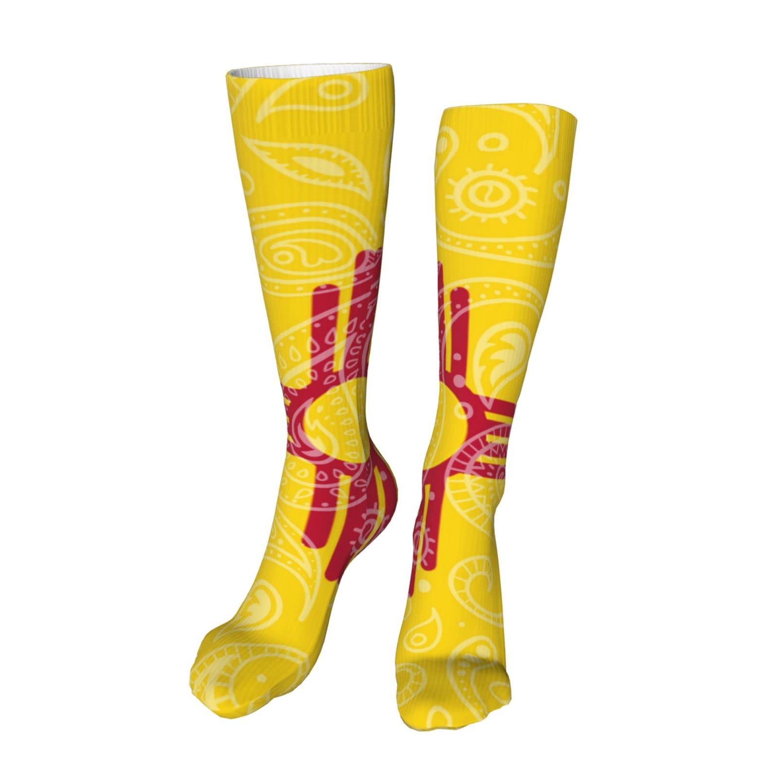 Women's Knee High Socks with Paisley & Venezuela Flag Design - Men's Athletic Tube Socks for Running, Sports & Casual Wear
