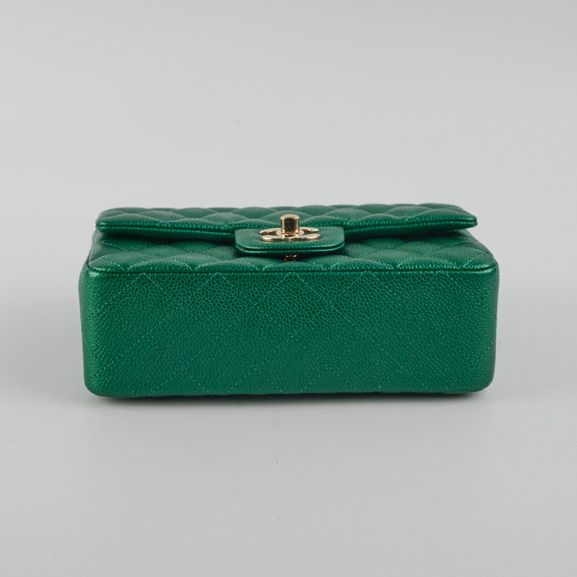 Chanel Caviar Leather Mini Rectangular Flap Bag in Emerald Green - 18S Collection | Luxury Crossbody Purse for Women, Perfect for Parties & Evening Events