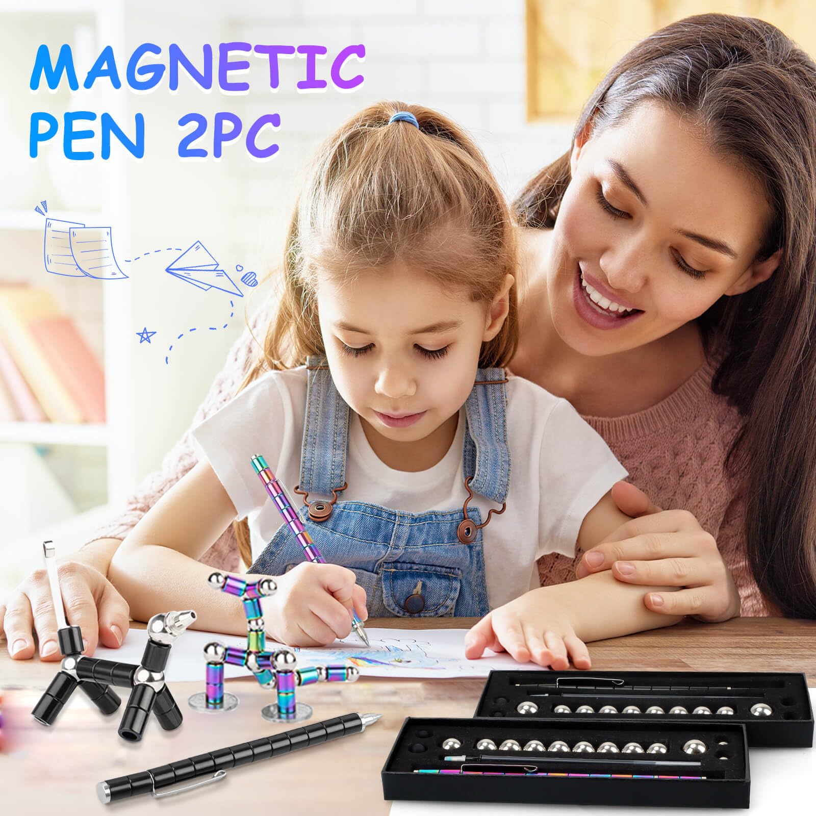 2-Pack Magnetic Fidget Toys for Kids Ages 8-12 - Stress Relief Sensory Toys for Boys & Girls | Fun Classroom & Office Desk Gadgets | Cool Birthday Gifts for 12 Year Old Teens