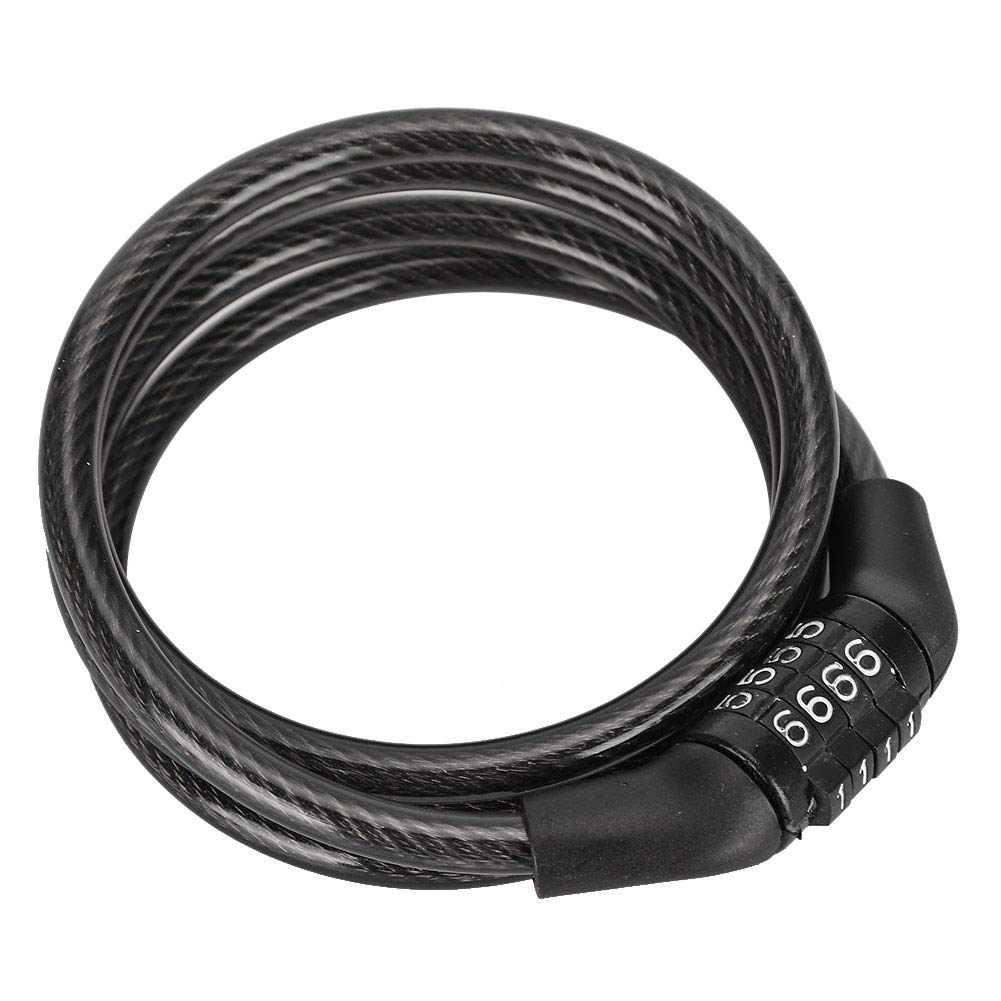 High Security 4 Digit Combination Steel Cable Lock - Heavy Duty Anti-Theft Coiling Bike Lock for Bicycles, Motorcycles & Outdoor Gear | Black | Perfect for Cycling, Travel & Storage Protection
