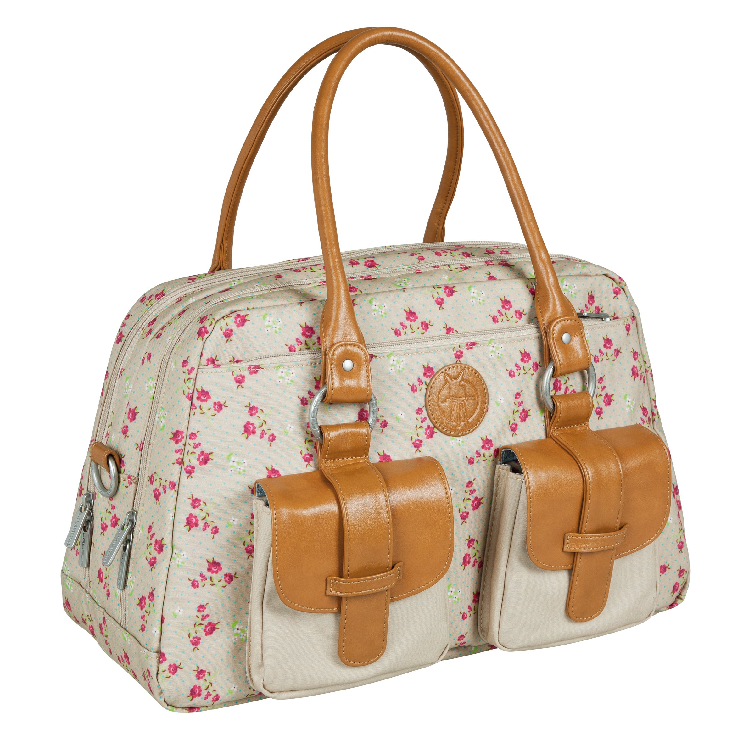Vintage Metro Style Diaper Bag for Women - Large Tote Handbag with Matching Bottle Holder, Changing Mat & Stroller Hooks | Rosebud Airytales | Perfect for Baby Showers, Travel & Everyday Use