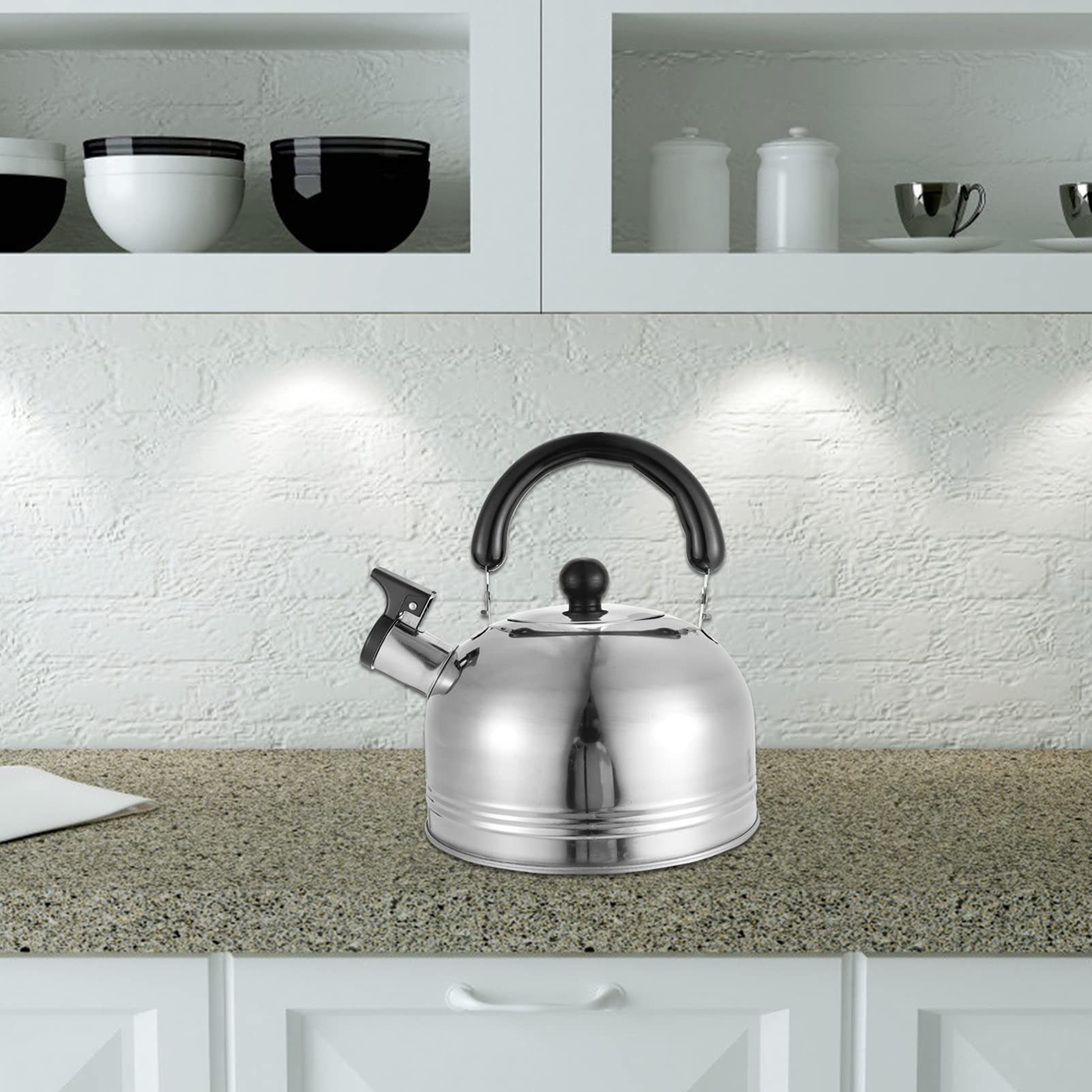 **Hemoton 1-Piece Stainless Steel Whistling Tea Kettle - Modern Gas Stove Water Boiler for Tea, Coffee & Hot Chocolate - Portable & Durable for Home, Camping & Office Use**