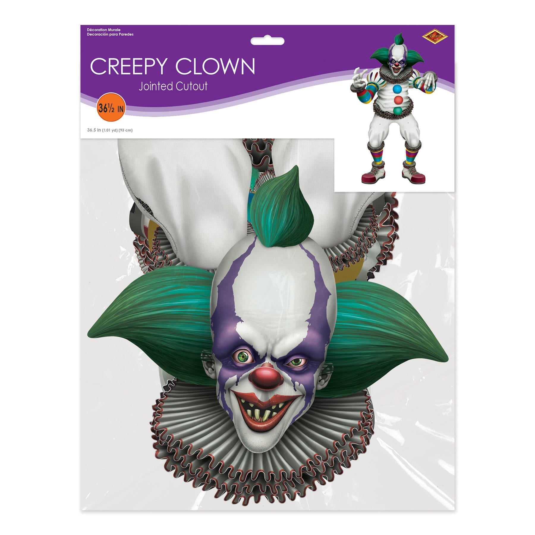 12 Pack Beistle Halloween Jointed Creepy Clown Decorations - Scary Party Supplies for Halloween Decor, Haunted House, and Trick or Treat Events