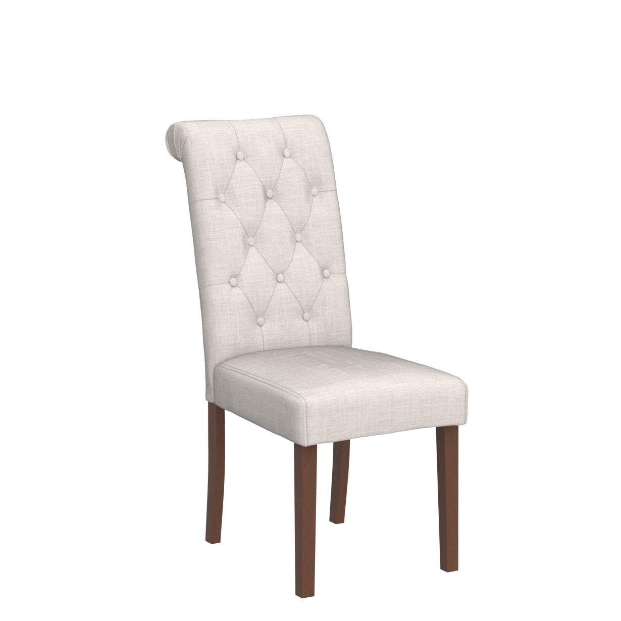 COLAMY Button Tufted Dining Chairs Set of 6 - Upholstered Fabric Parsons Chairs with Solid Wood Legs & Padded Seats for Dining Room & Kitchen - Dark Beige | Perfect for Family Dinners, Entertaining Guests & Stylish Home Decor