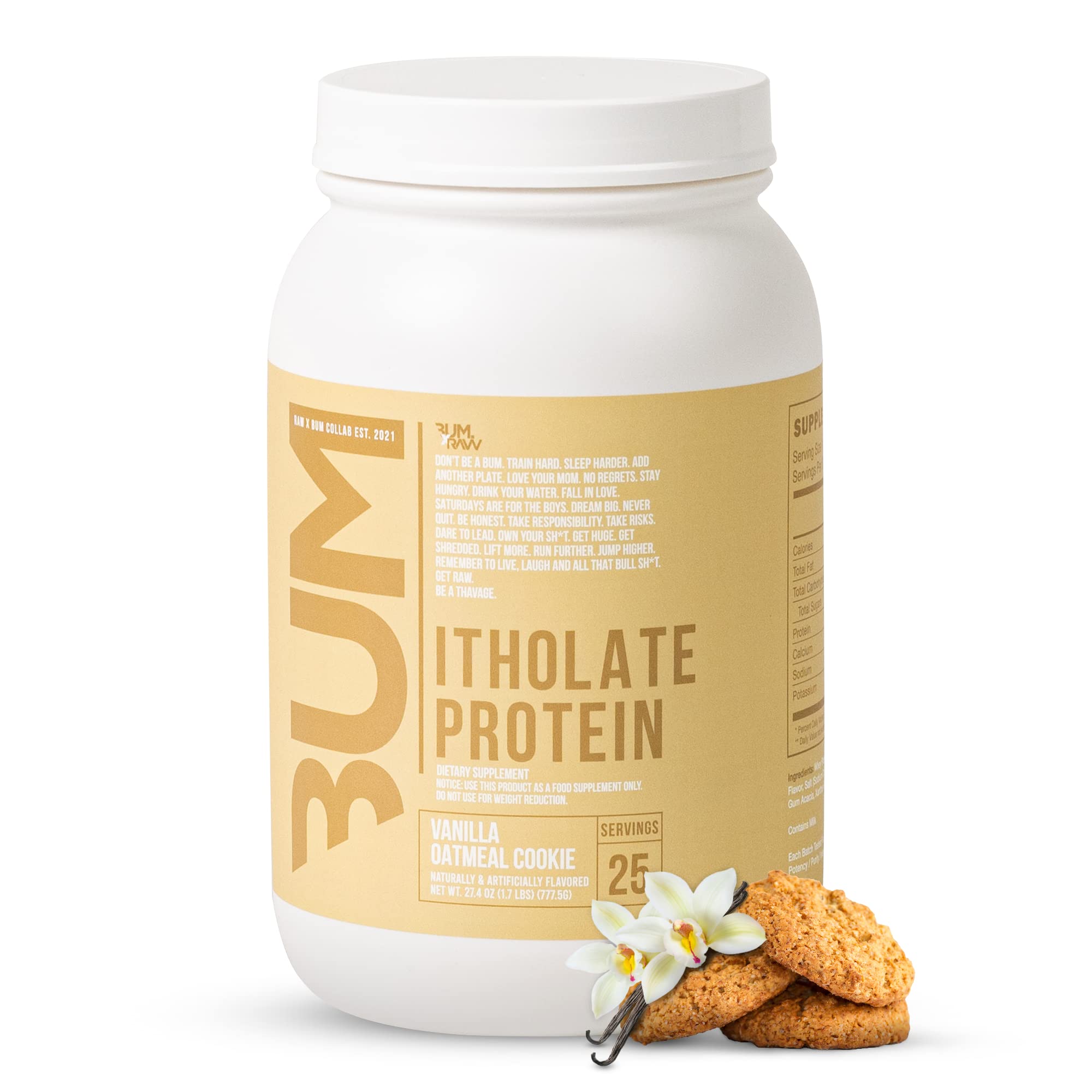 CBUM Itholate RAW Whey Isolate Protein Powder - Vanilla Oatmeal Cookie Flavor | 100% Grass-Fed, Low-Fat & Low-Carb Sports Nutrition for Muscle Growth & Recovery | 25 Servings | Perfect for Post-Workout Shakes, Smoothies & Healthy Baking