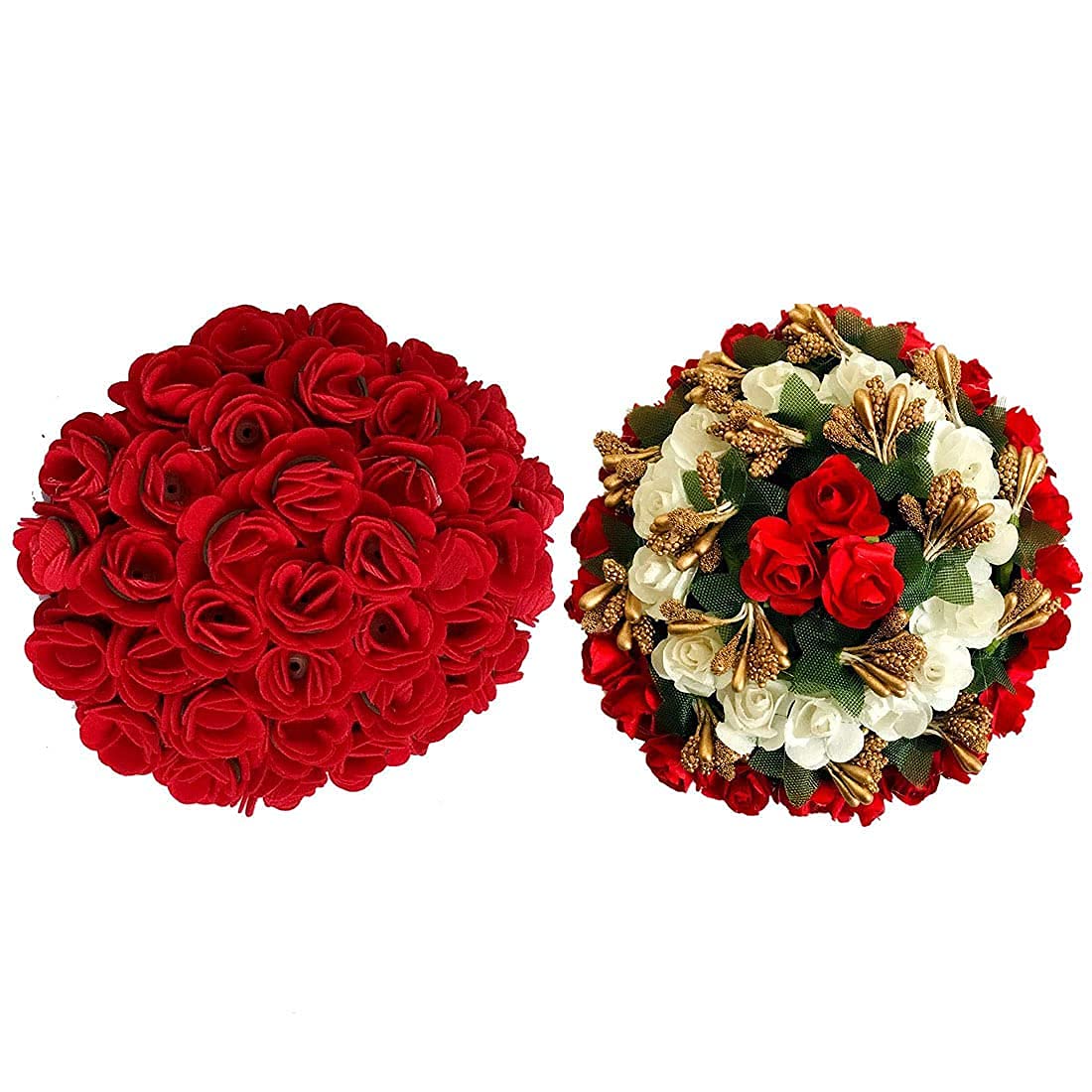 GadinFashion™ Artificial Flower Juda Hair Gajra - Hair Bun Accessories for Girls (Pack of 2, Red) - Perfect for Weddings, Parties & Traditional Styling