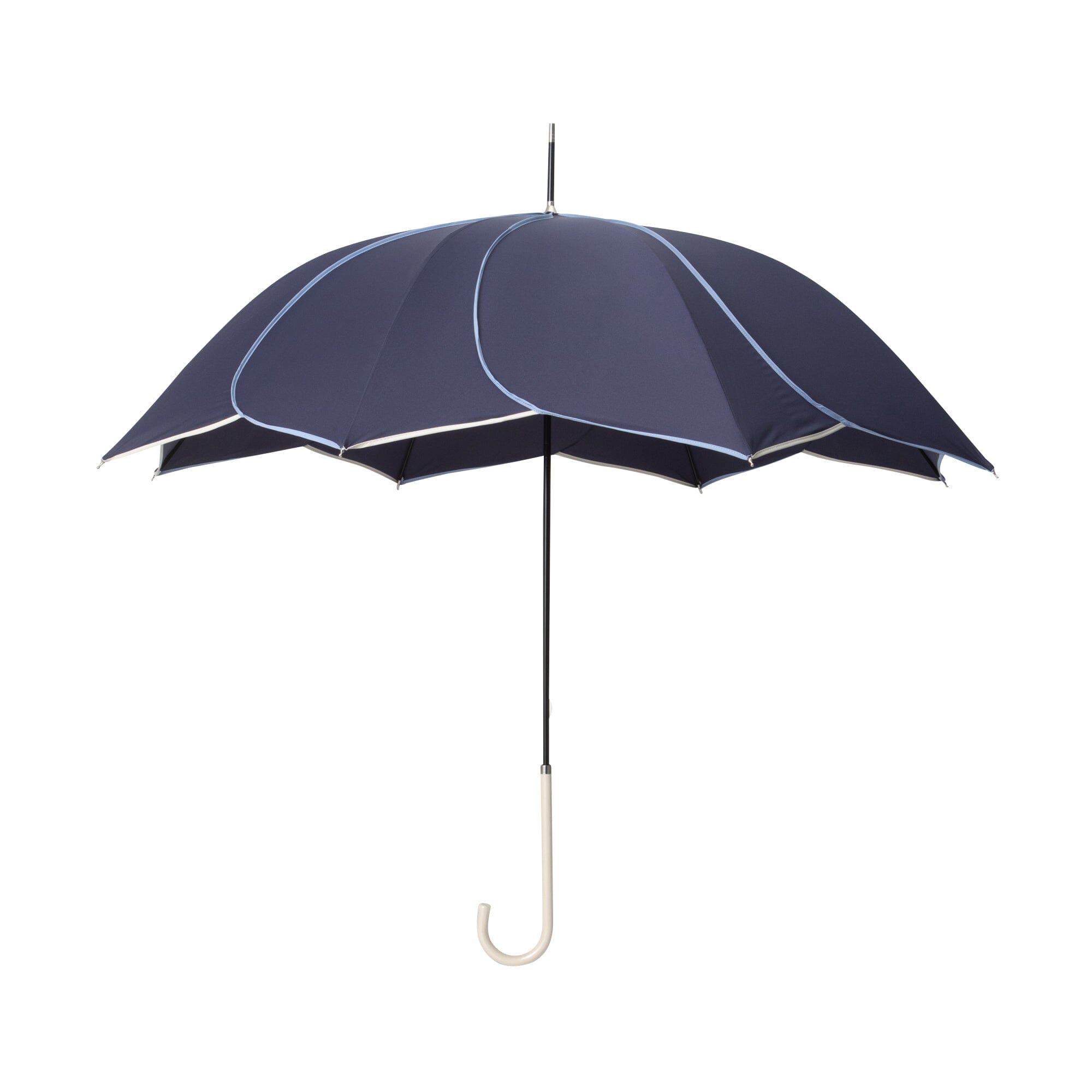 Bicolor Piping Umbrella Navy Blue - Stylish Waterproof Windproof Compact Travel Umbrella for Men & Women - Perfect for Rainy Days, Commuting, and Outdoor Activities