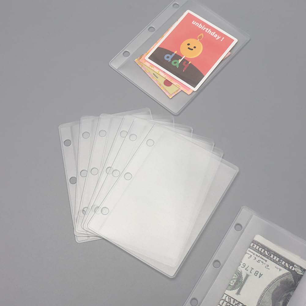 Mogoostry A9 Mini Binder Pockets - 12 Pack Frosted Plastic Sheet Protectors, 3-Hole Top Open Sleeves for 3-Ring Binders (2.2
