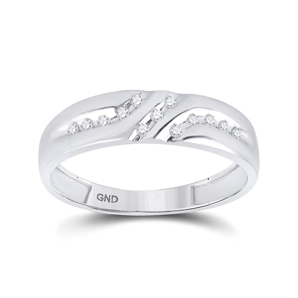 10kt White Gold Men's Round Channel-Set Diamond Triple Row Wedding Band Ring - 1/8 Cttw - Perfect for Engagement, Anniversary & Special Occasion Gifts