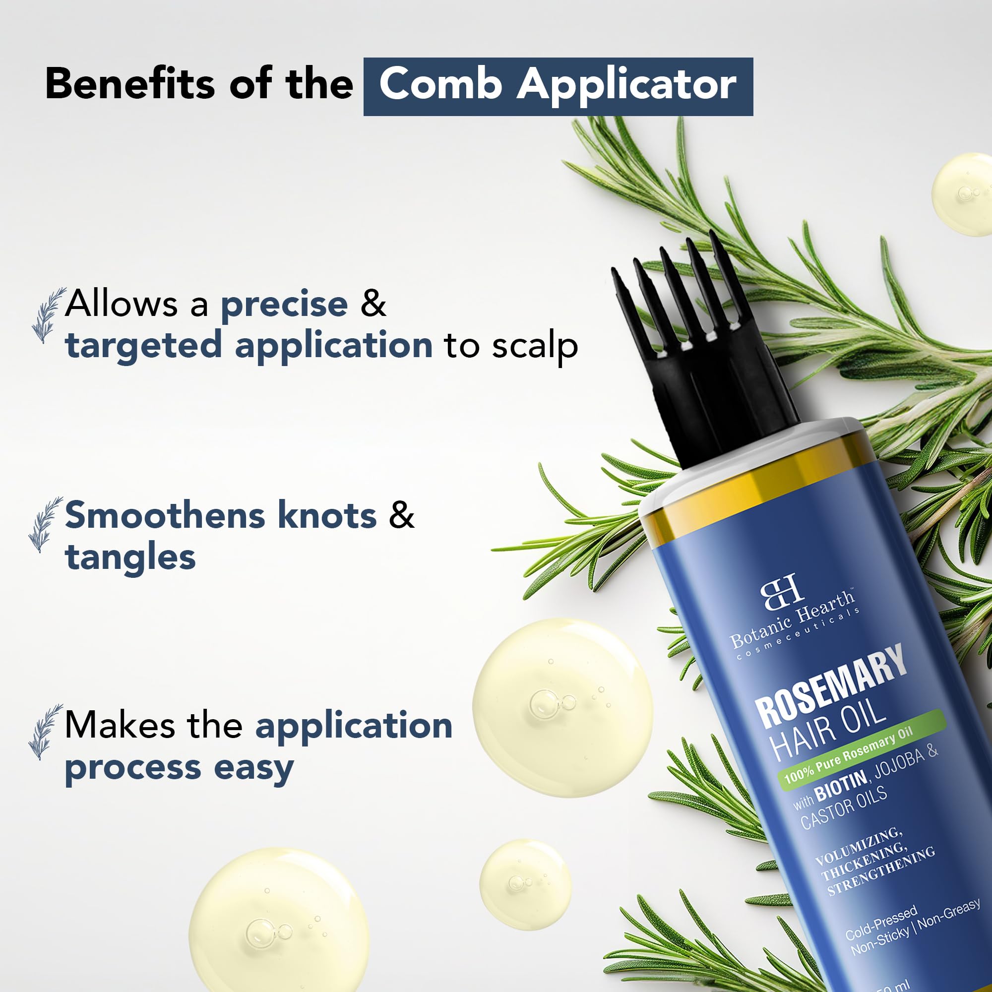 Botanic Hearth 100% Pure Rosemary Essential Oil for Hair Growth & Scalp Care - Natural Hair Loss Treatment, Strengthens & Nourishes Hair - 5.07 fl oz (150ml) - Perfect for Daily Hair Care Routine & DIY Beauty Treatments