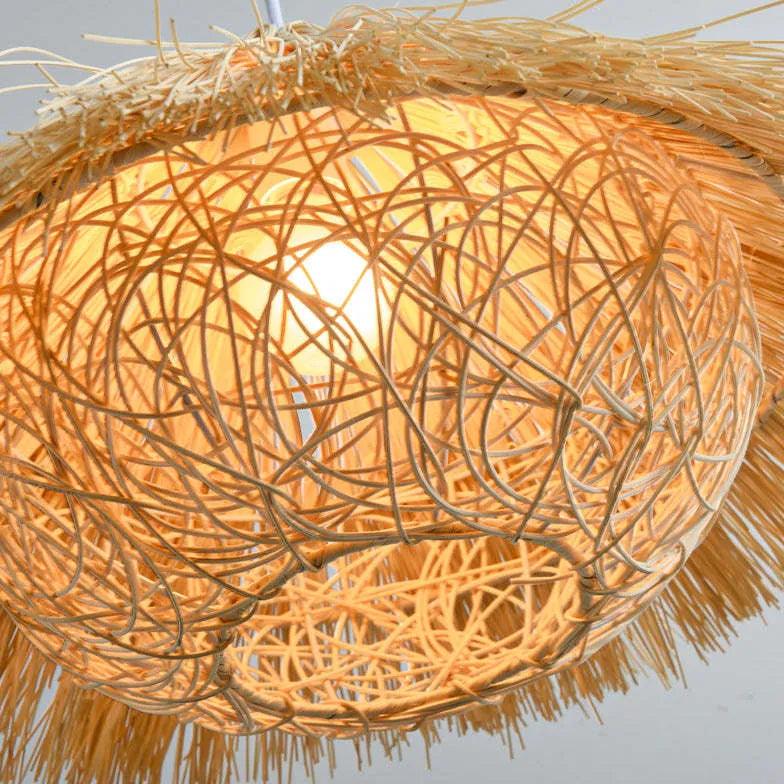 Stylish Rattan Pendant Light with Umbrella Cover - Perfect for Dining Room, Kitchen Island & Boho Home Decor