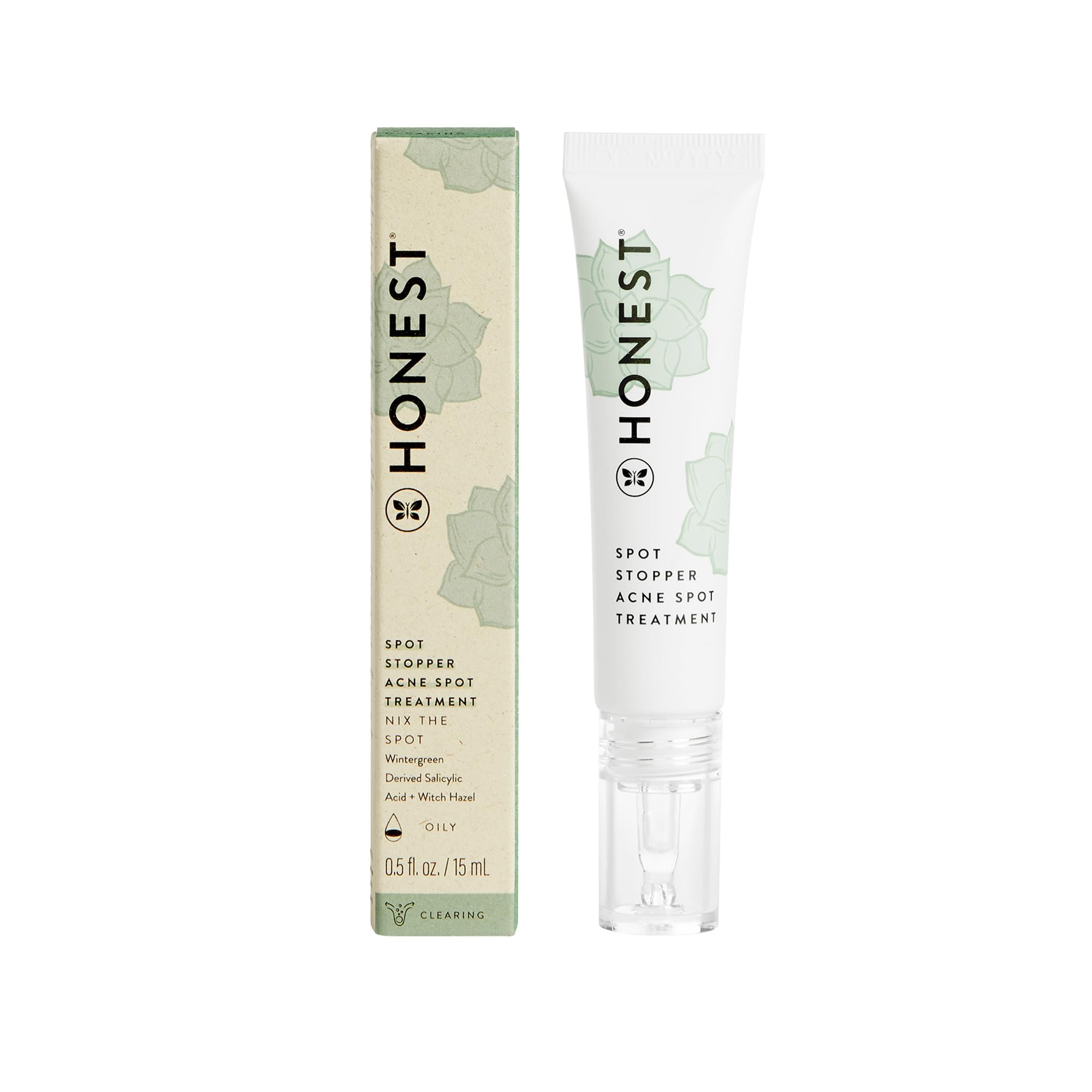 Honest Beauty Acne Fighting Spot Treatment for Oily Skin with Salicylic & Glycolic Acid | Witch Hazel Formula | Vegan & Cruelty-Free | 0.5 fl oz | Clear Breakouts & Reduce Blemishes | Perfect for Daily Skincare Routine & Travel