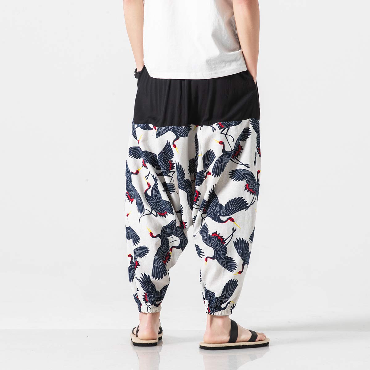 Seidarise Men's Harem Pants - Drop Crotch Lounge Pants, Plus Size Genie Pants, Balloon Yoga Joggers for Men - Perfect for Yoga, Meditation, and Casual Wear
