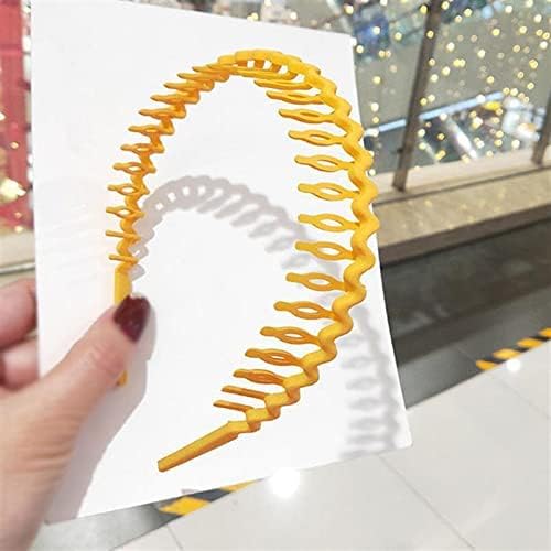 6 PCS Fashion Plastic Elastic Hair Bands Set - Wavy Hair Comb Headband with Teeth for Shine (Black & Brown) | Matte Hair Hoops & Hair Accessories for Women, Girls | Perfect for Styling, Workouts & Everyday Use
