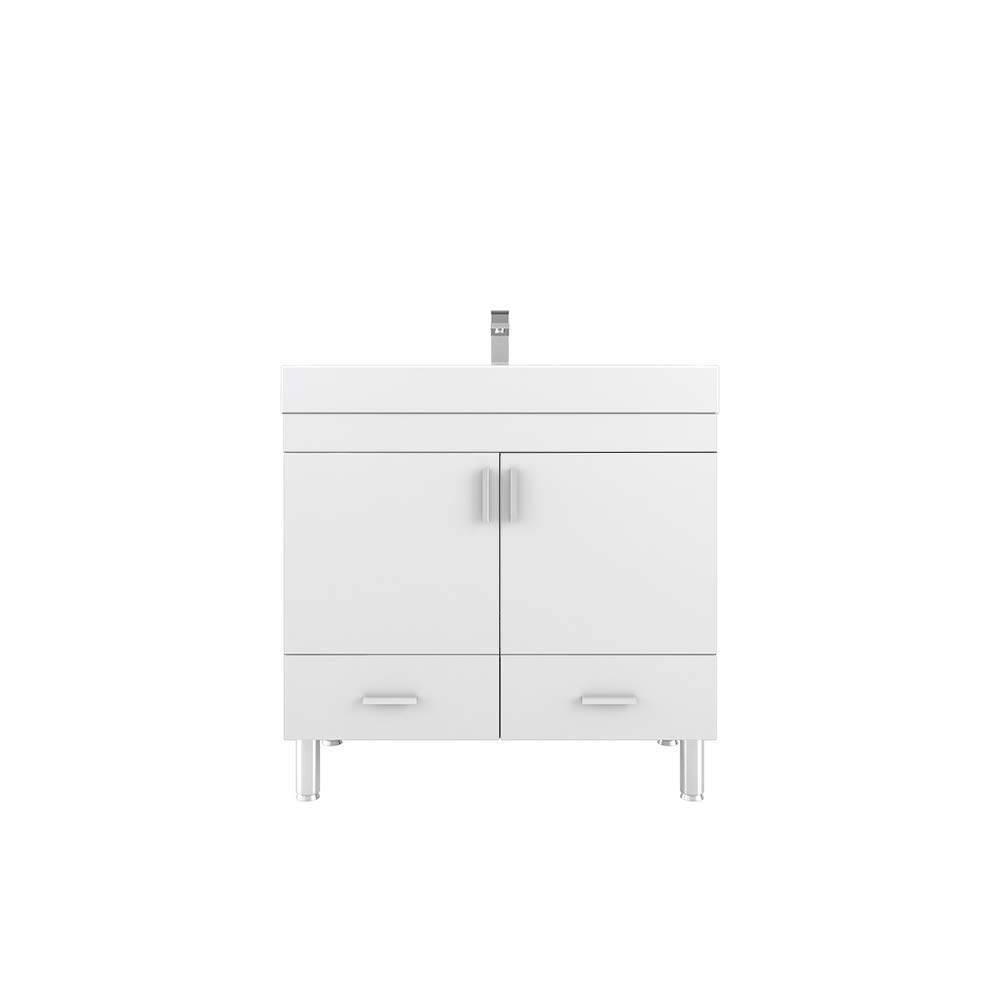 Alya Bath Ripley 36-Inch White Bathroom Vanity with Sink - Modern Farmhouse Style for Master Bath & Powder Room Remodel