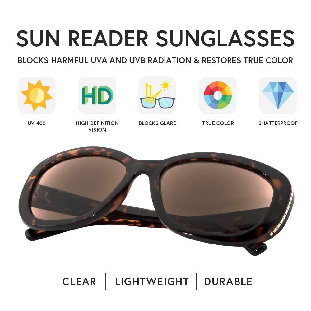 VITENZI Women's Tinted Reading Sunglasses with Built-In Full Readers - Stylish Sun Glasses for Outdoor Reading, Driving, and Beach Activities