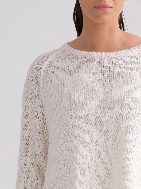 Soft Cotton Linen Pullover Sweater - Natural Color for Women | Perfect for Casual Outfits, Office Wear & Cozy Fall Days