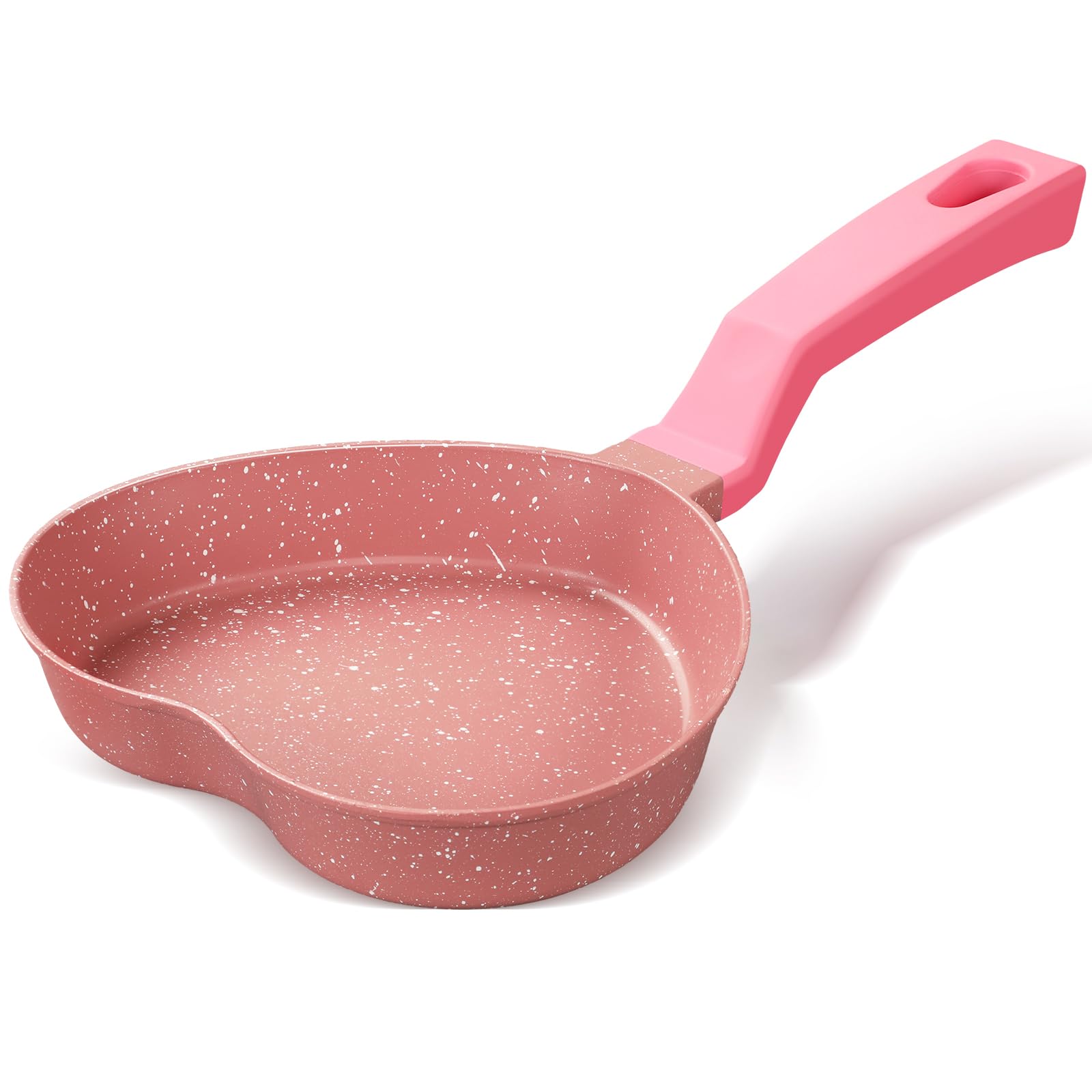 Heart-Shaped Pancake Pan - Nonstick Mini Frying Pan with Granite Coating for Eggs, Pancakes, Burgers - Perfect for Valentine's Day Breakfast, Kids Cooking & Romantic Dinners - Pink