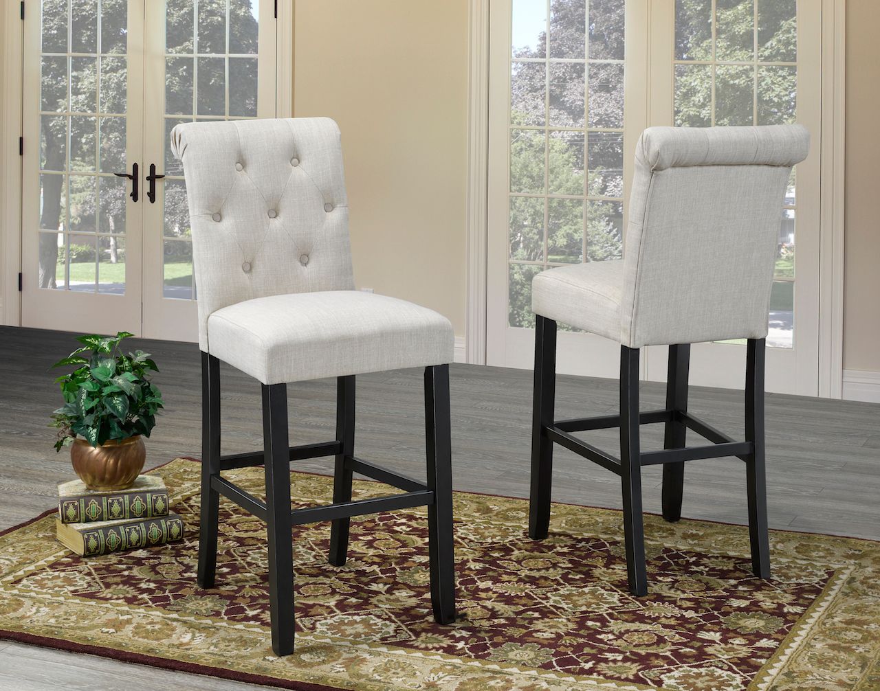 29'' Bar Stool Set of 2 - Beige Counter Height Stools for Kitchen Island, Breakfast Bar & Home Decor | Modern & Comfortable Dining Chairs