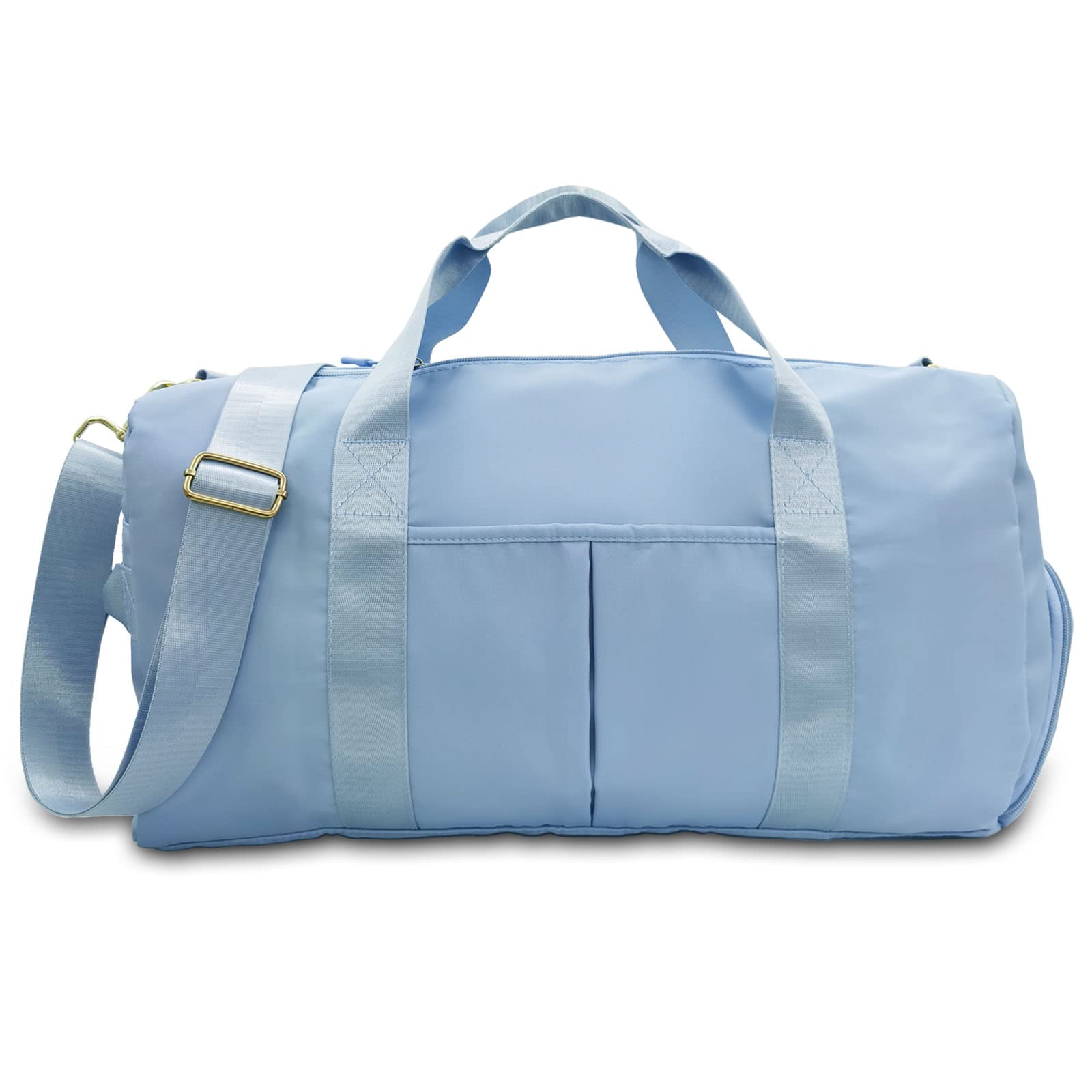 Light Blue Waterproof Gym Duffle Bag for Women & Men - Sports Workout Bag with Shoe & Wet Clothes Compartments - Perfect for Gym, Travel & Weekend Getaways