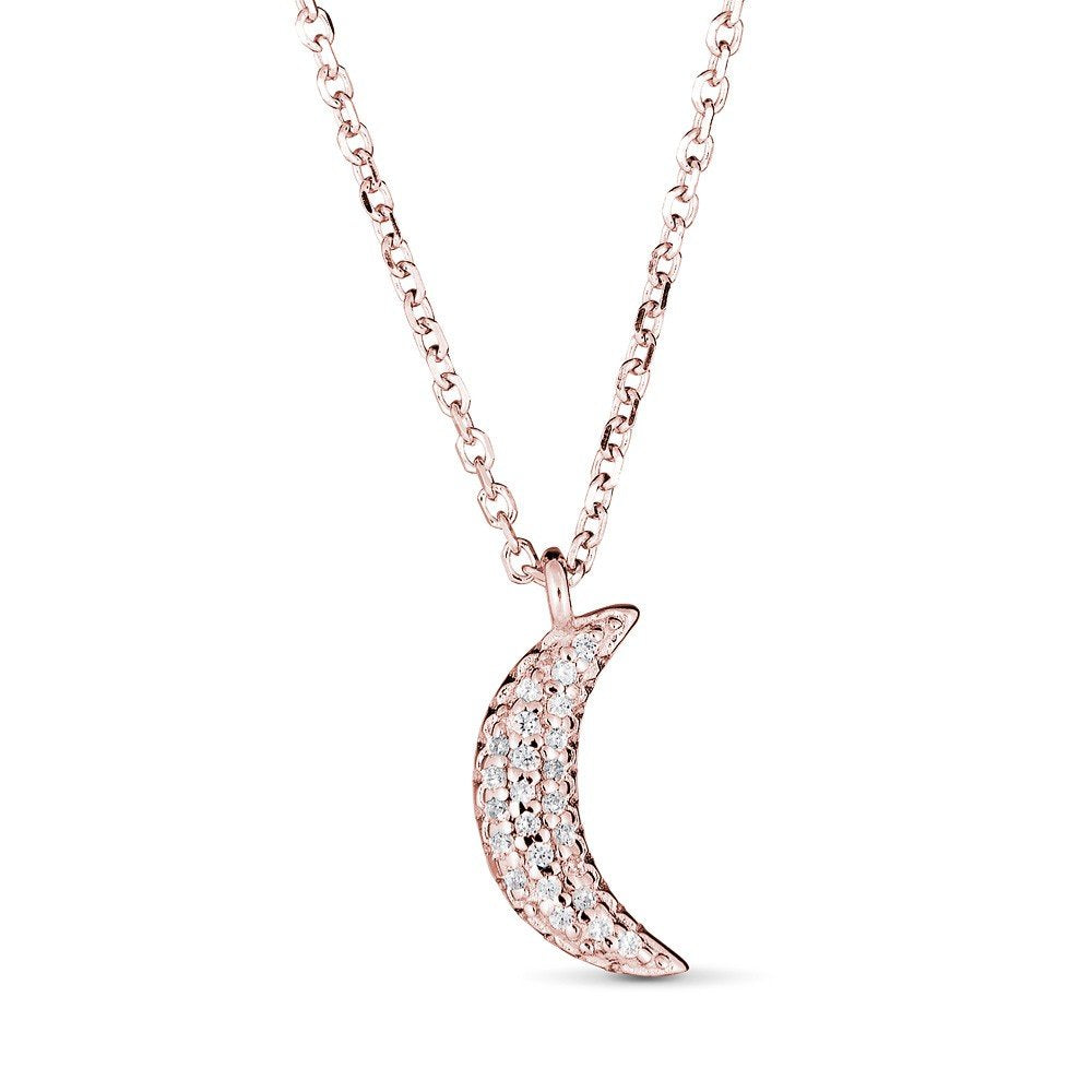 14K Gold 1/20 CTW Diamond Crescent Moon Necklace for Women - Elegant Celestial Jewelry for Date Night, Wedding & Special Occasions