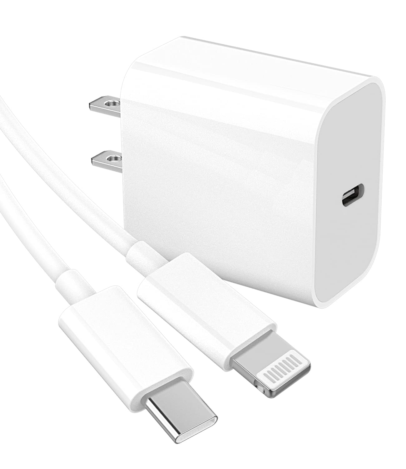 20W USB C Fast Charger Block with 5ft Cable - PD Quick Charge Adapter Compatible with iPhone 11/12/Pro/Max/Mini/XS/XR/X/8 Plus, iPad, AirPods - Perfect for Home, Office & Travel Charging