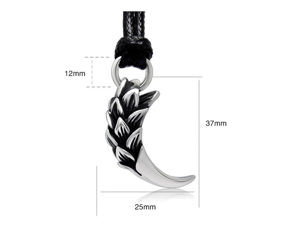 Vintage Dragon Scale Tiger Teeth Pendant Necklace for Men - Stainless Steel Gothic Jewelry - Perfect for Halloween, Cosplay, and Gift Giving