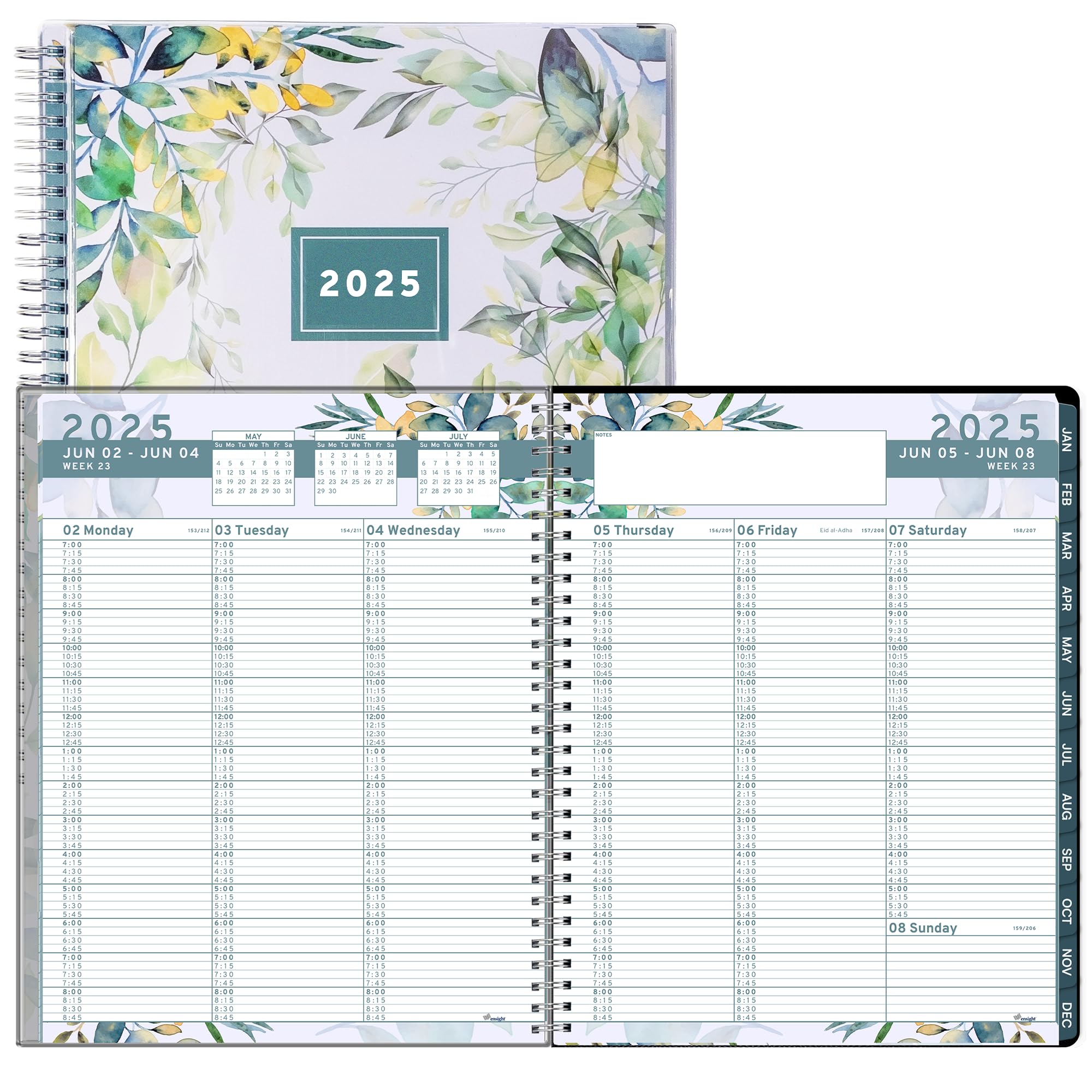 2025 Floral Planner & Appointment Book - 6.5 x 8.5 Inch Daily Weekly Monthly Organizer with 15-Minute Time Slots, Tabs & Calendar for Business, School & Personal Use | Perfect for Office, Home & Student Scheduling (Jan-Dec 2025)