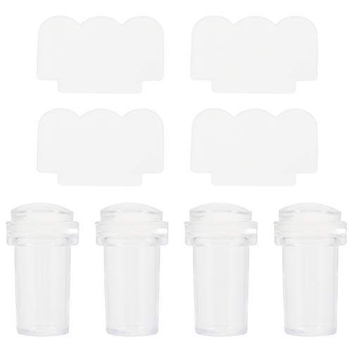 Lurrose 4pcs Clear Silicone Nail Stampers for Nail Art - Professional Manicure Stamping Kit with 4 Scrapers - Perfect for DIY Nail Designs at Home or Salon