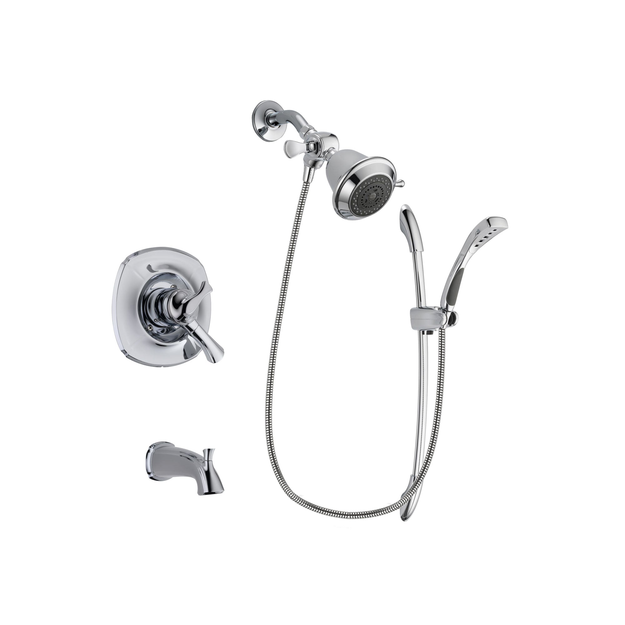 Delta Addison Chrome Finish Dual Control Tub and Shower Faucet System with Shower Head, Handheld Shower, Slide Bar, Rough-in Valve & Tub Spout DSP0453V - Perfect for Bathroom Renovation & Modern Home Upgrade