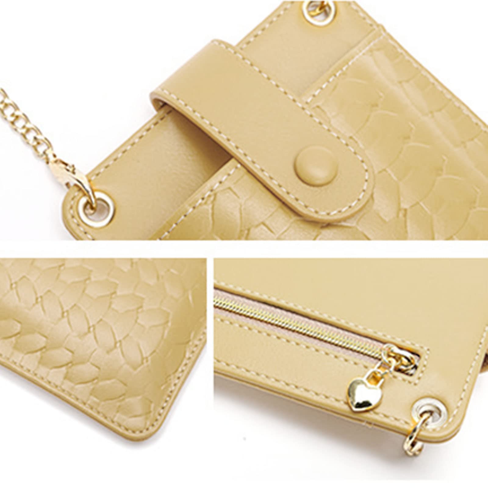 Women's Small Crossbody Bag - Phone Purse Wallet with Chain Strap & Lanyard, Woven Satchel with Card Slots & Zip Pocket (Tyler Tan) - Perfect for Travel, Shopping & Everyday Use