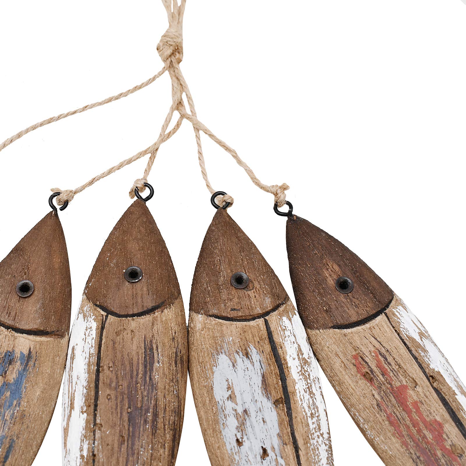 K KILIPES 5-Piece Distressed Wood Fish Wall Decor Set - Nautical Home Ornaments for Living Room, Bathroom & Beach House Decor - Rustic Coastal Wall Hanging Art for Indoor & Outdoor Use