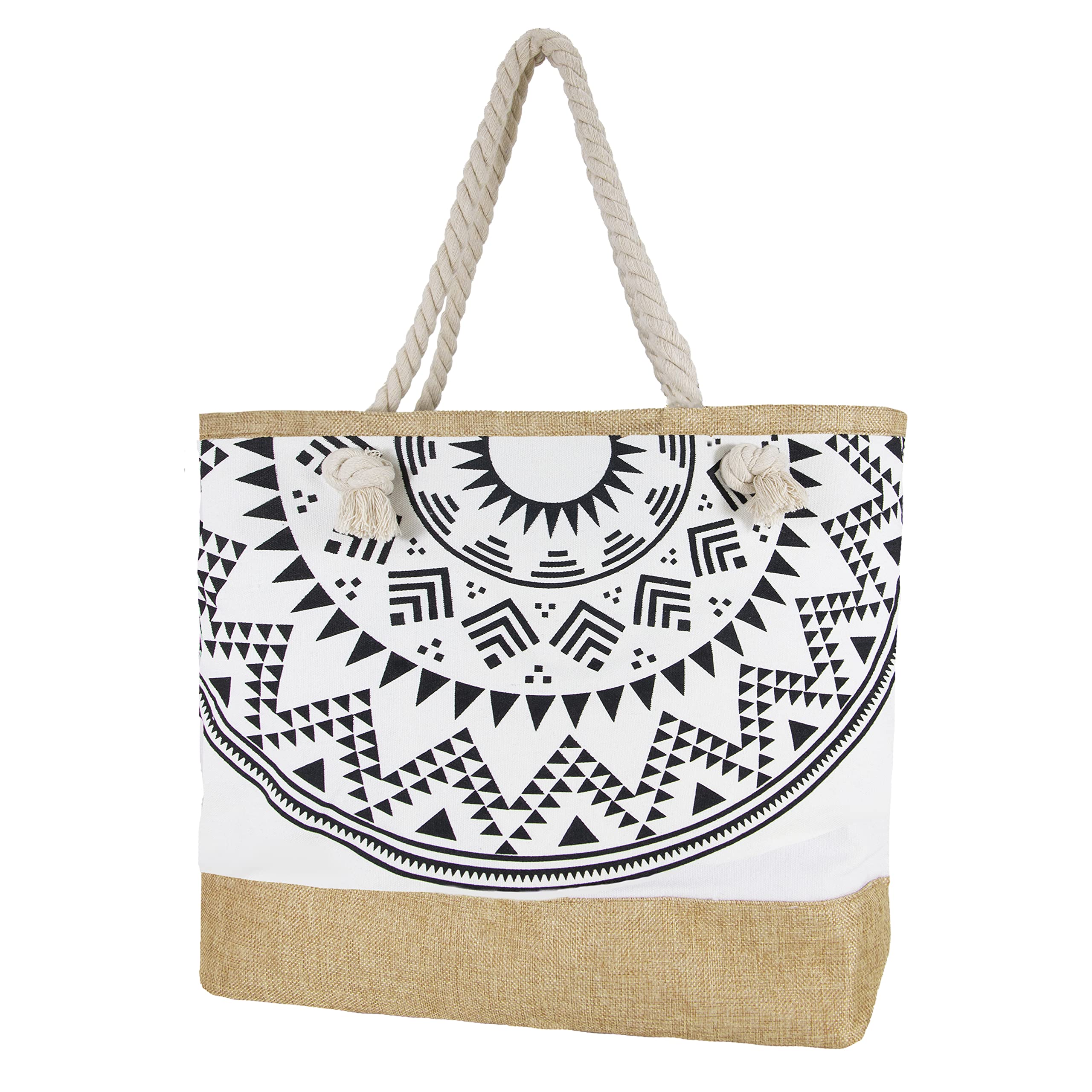 Hibala Large Woven Beach Tote Bag with Pockets - Waterproof Sandproof Shoulder Handbag for Women, Perfect for Family Beach Vacations, Pool Parties & Summer Travel Accessories