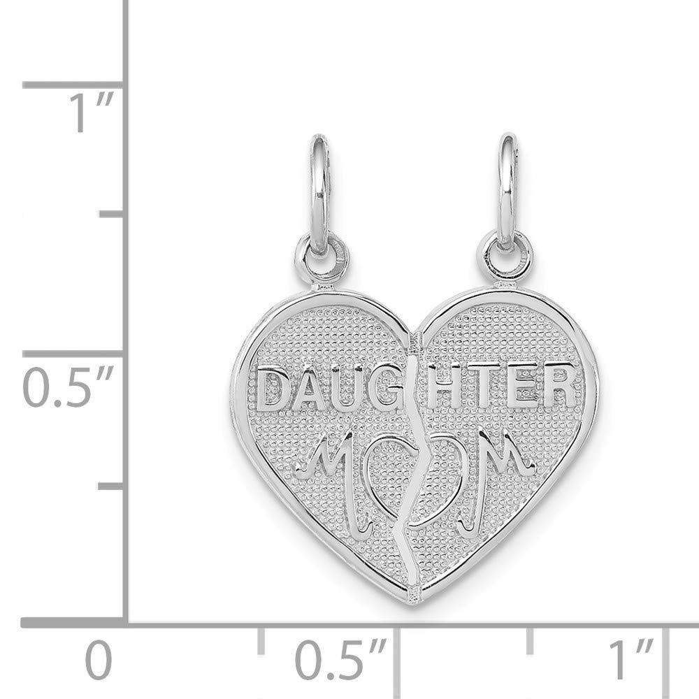 Roy Rose Jewelry 14K White Gold Mother Daughter Heart Charm Set - Perfect for Birthday Gifts, Anniversary Presents & Special Occasions