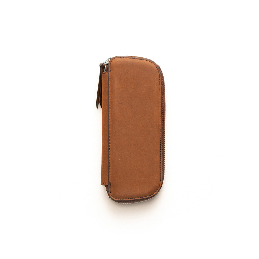 Premium Adjustable Leather Pen Pouch - Holds 2 Pens, Brown - Perfect for Office, School & Travel Organization