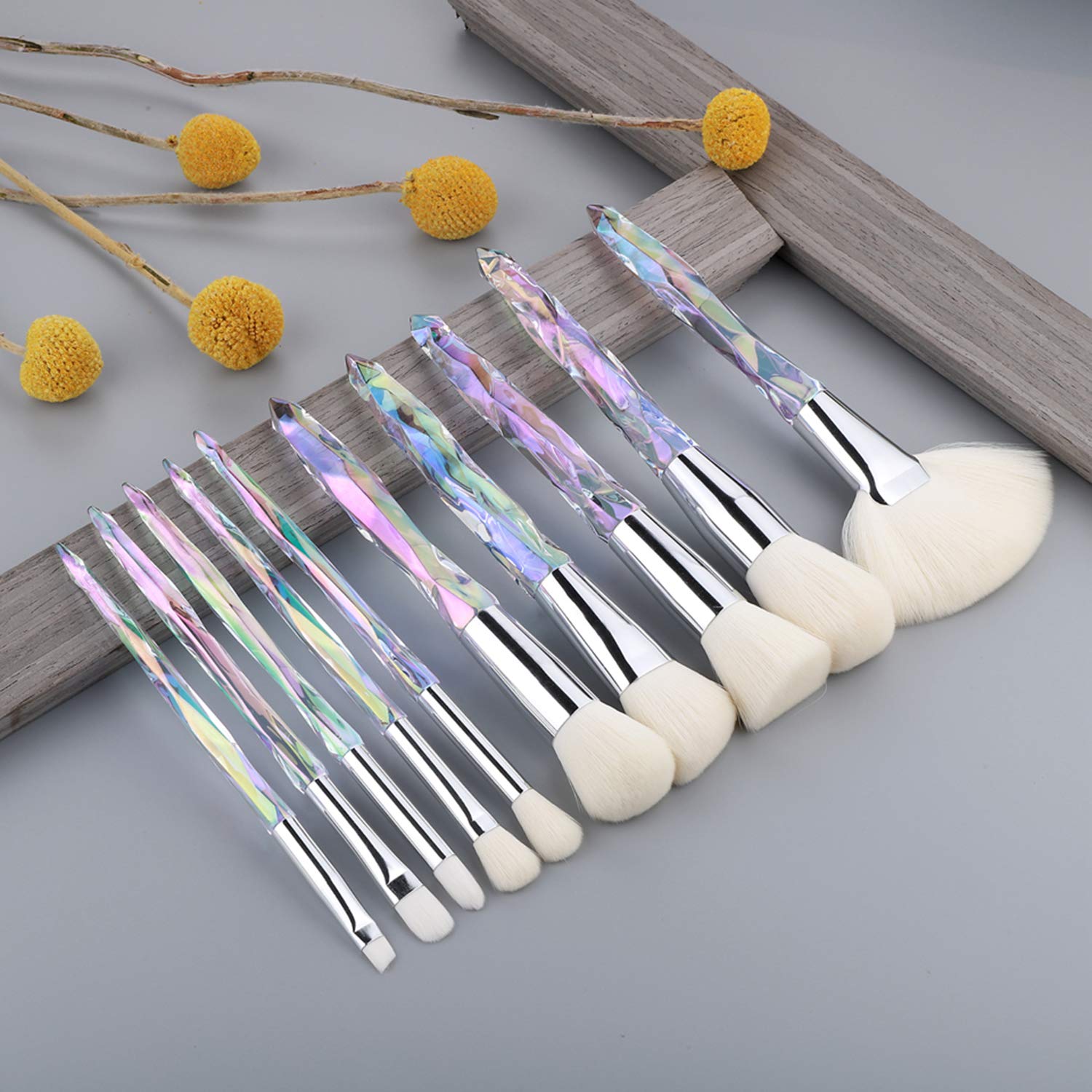Kingtree 10PCS Crystal Makeup Brush Set - Premium Synthetic Bristles for Foundation, Blush, Concealer, Eyeshadow & Eyeliner | Professional Cosmetic Brushes for Women & Girls | Perfect for Daily Makeup, Travel & Gift Giving