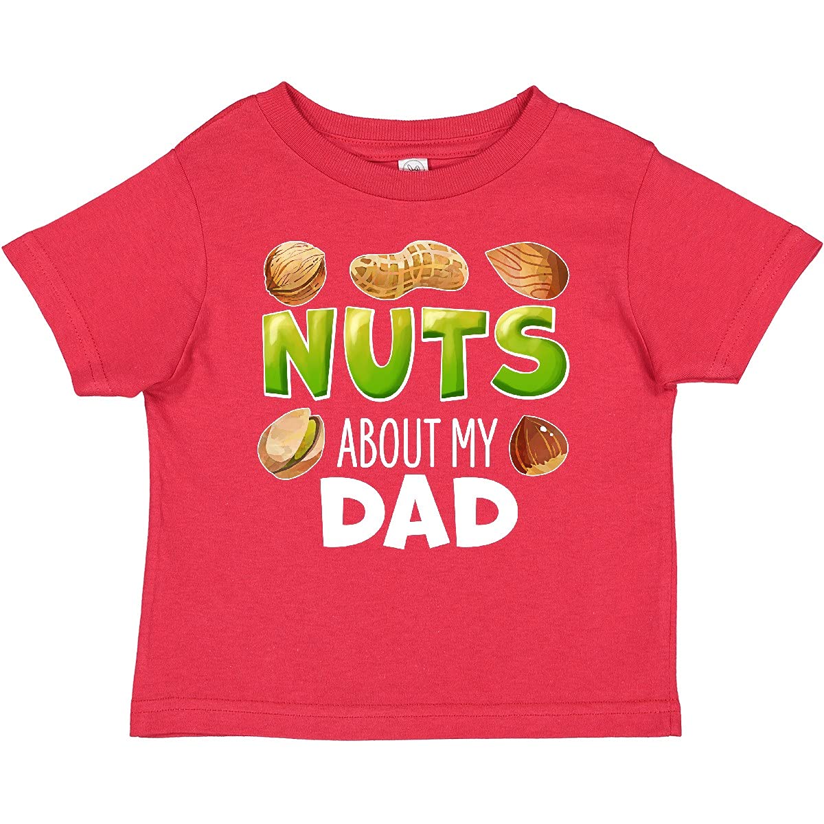 Inktastic Nuts About My Dad Peanut Almond Pistachio Graphic Baby T-Shirt - Cute Father's Day Gift for Dad, Grandfather & New Dads - Perfect for Family Photos & Special Occasions