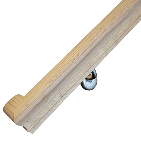 6010 Red Oak Handrail Kit with Wall Returns & Mounting Brackets - Includes Matching Screws - 6ft Unfinished Wood Stair Railing for Indoor Stairs - Antique Brass Finish - Perfect for Home Staircase Safety & Modern Decor