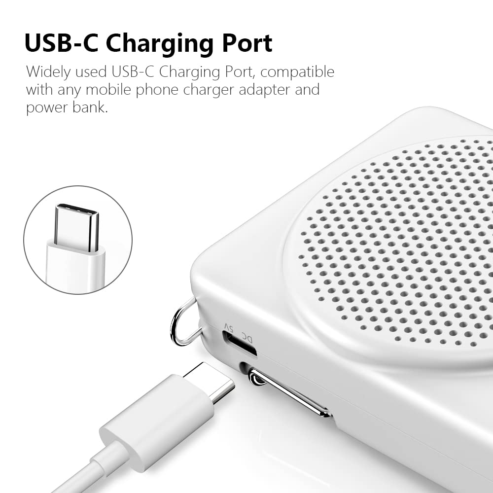 NORWII Mini Voice Amplifier Microphone Headset - 30W Portable Speaker with 3H Quick Charge & 30H Playtime - Wireless Mic for Teachers, Tour Guides, Public Speaking - Ideal for Classrooms, Presentations & Outdoor Events (White)