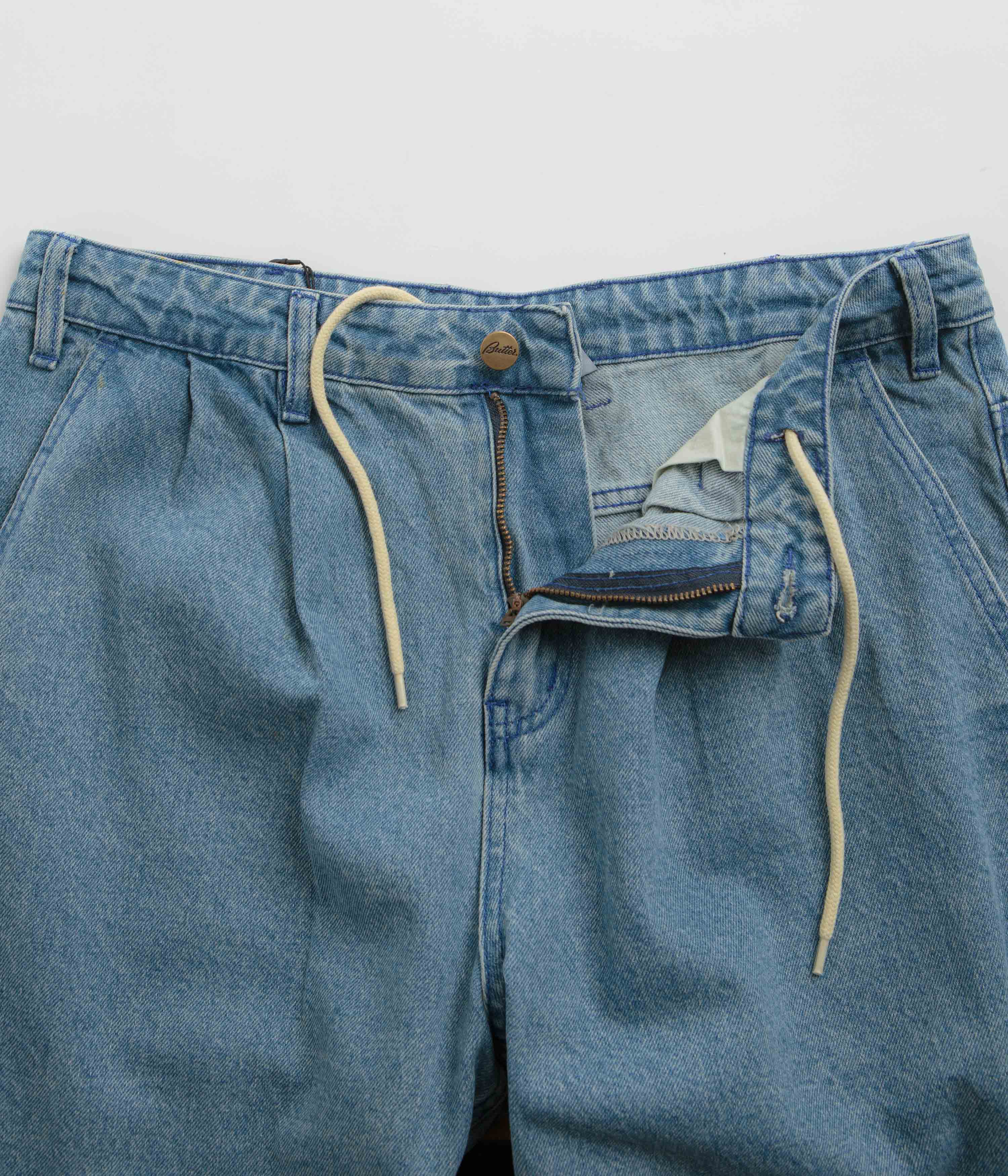 Butter Goods x Blue Note Pleated Jeans - Washed Indigo Denim Pants for Men | Vintage Style High Waisted Trousers | Perfect for Casual Wear, Street Style & Music Festivals