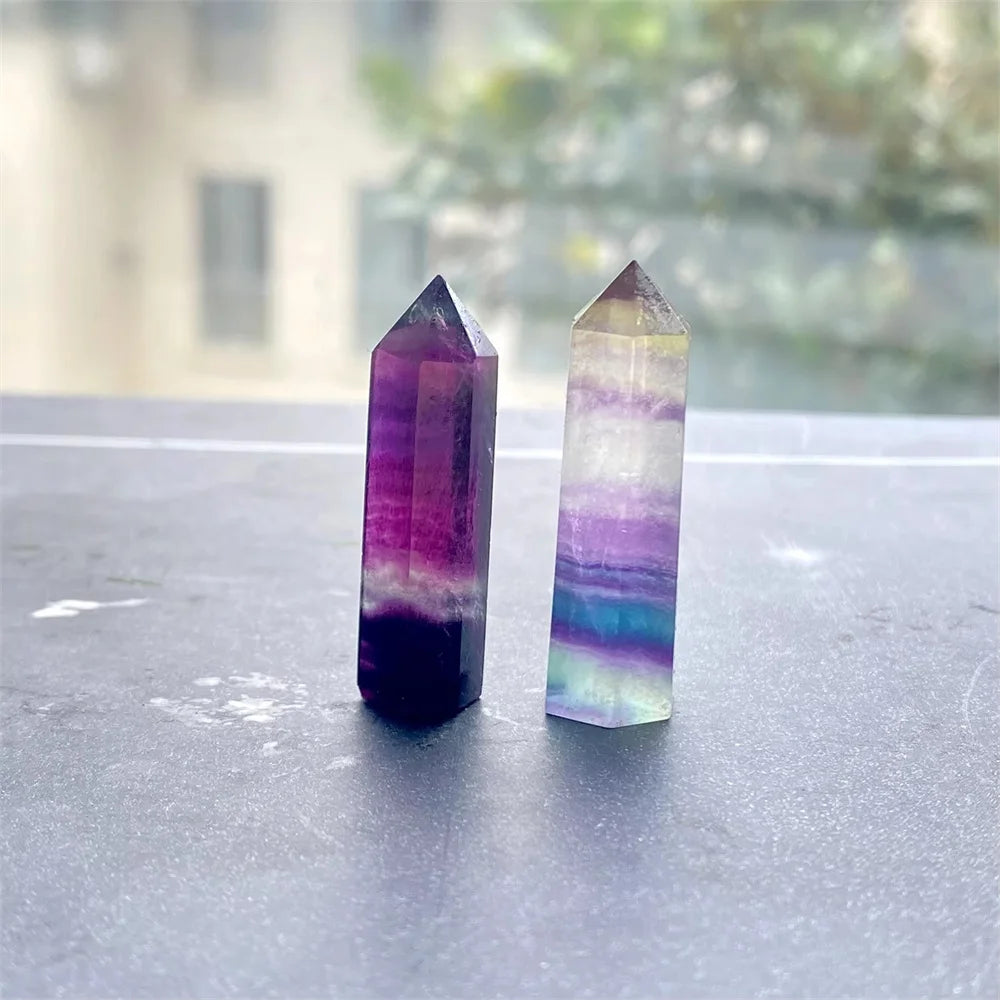100% Natural Green Purple Fluorite Wand - Healing Crystal Quartz Point Gemstone for Home Decor, Meditation & Energy Healing | Perfect Gift for Spiritual & Wellness Enthusiasts