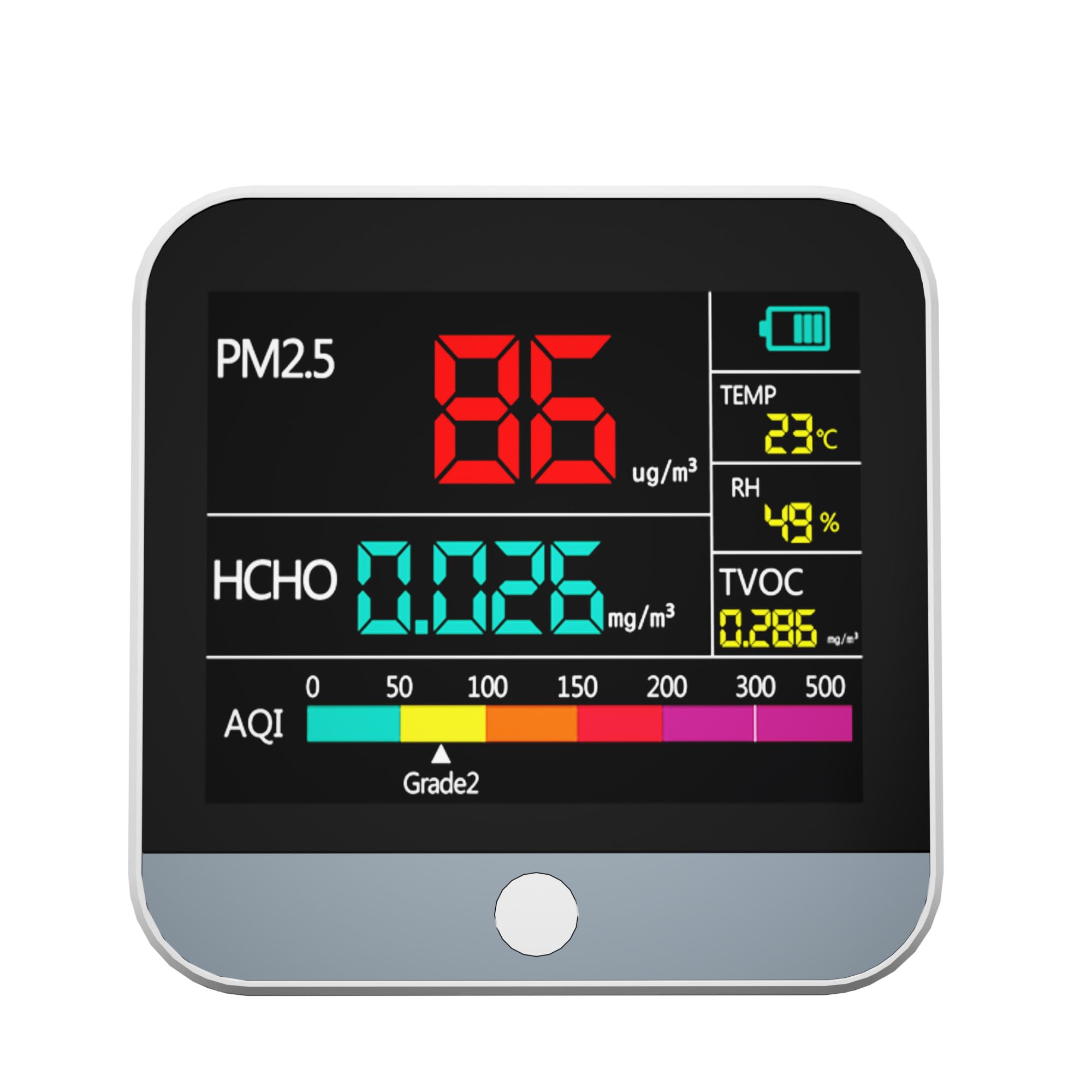 13-in-1 Air Quality Monitor Indoor - PM1/PM2.5/PM10 Particle Counter, AQI, Humidity, TVOC, Formaldehyde & Temperature Detector for Home & Office - Portable Air Quality Tester (White) - Perfect for Baby Rooms, Bedrooms & Workplaces