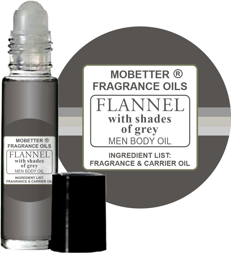 Premium Men's Fragrance Body Oil with Flannel & Grey Notes - Long-Lasting Scent for Daily Grooming, Date Nights & Special Occasions