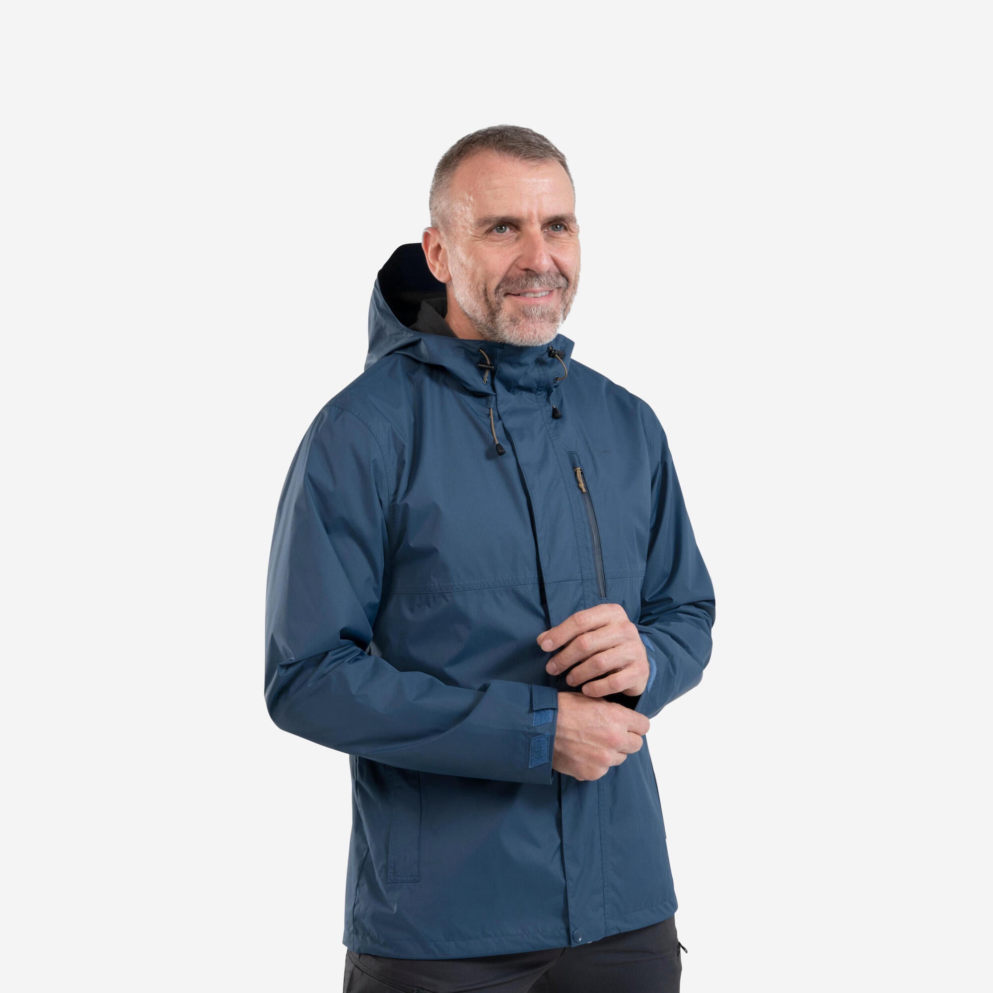 Quechua Men's NH500 Waterproof Rain Jacket - Lightweight Windproof Hiking Jacket for Outdoor Adventures & Travel